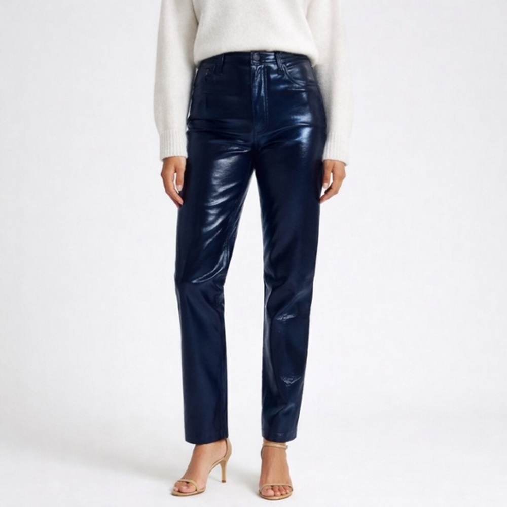 Abercrombie & Fitch Navy Faux Leather Pants Women’s Size 25 High Rise Straight